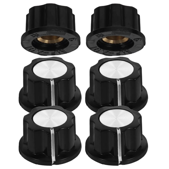 6-Pack Adjustable Potentiometer Control Knobs Compatible with Various Devices for Home and Electronics Use