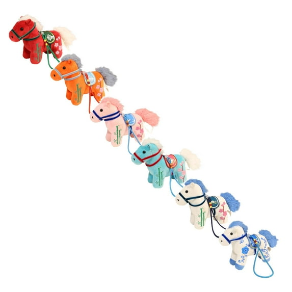 6Pcs Adorable Plush Zodiac Horse Toy, Chinese New Year Horse Plush, 2026 Year of The Horse Plush Ornament with Lanyard, Cute Spring Festival Decorations Horse Hanging Plush