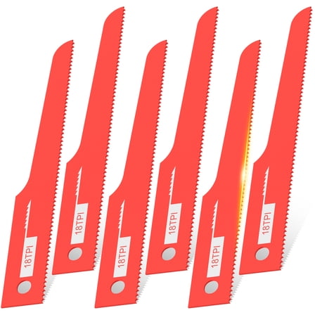 6Pcs Air Reciprocating Saw Blades 4'' 18TPI Bi Metal Saw Hacksaw Tools 1/2" Universal Flat Shank Wear Resistant for Industrial Cutting