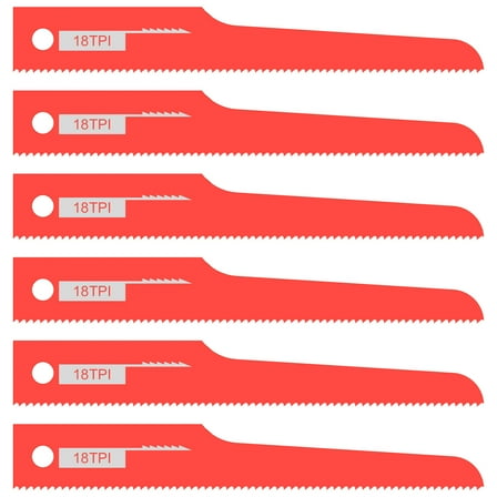 6Pcs Air Reciprocating Saw Blades 4'' 18TPI Bi Metal Saw Hacksaw Tools 1/2" Universal Flat Shank Wear Resistant for Industrial Cutting