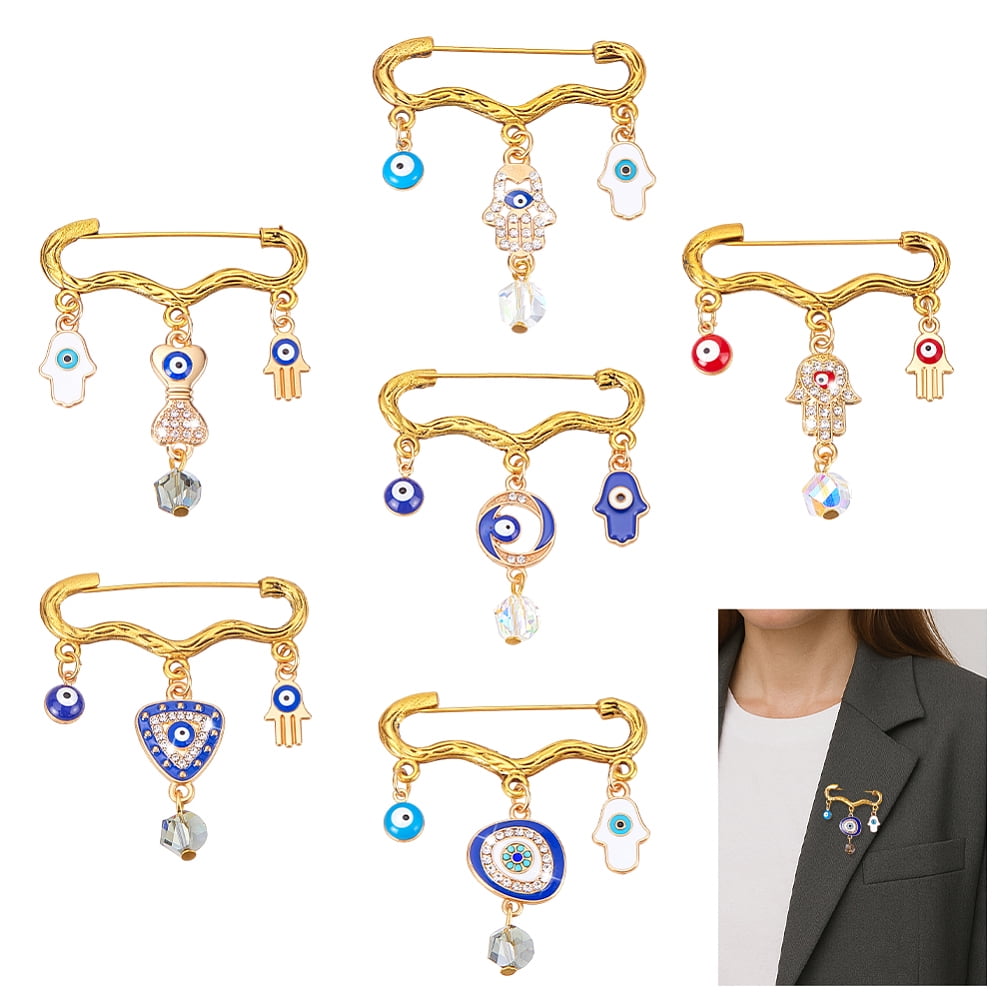 6Pcs Alloy Brooches with Brass & Alloy Enamel Charms Mixed Color 11 ...