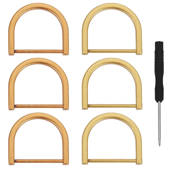 6Pcs Alloy D-Ring Anchor Shackle Clasps with 1Pc Mini Metal Screwdriver for Bag Making Golden 41.5x47x4.5mm