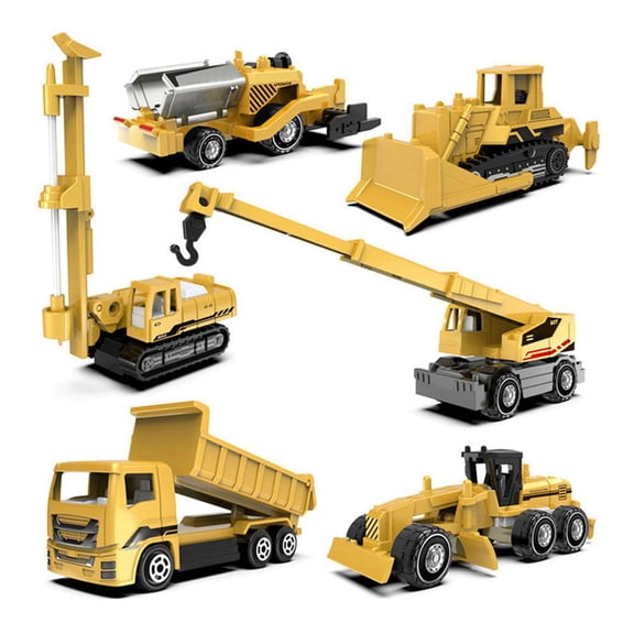 6Pcs Alloy Engineering Truck Toy Car Construction Vehicle Set, 1:64 Scale Tractor for Kids Ages 3-12, Educational Role Play Gift, Toddler Mini Vehicles