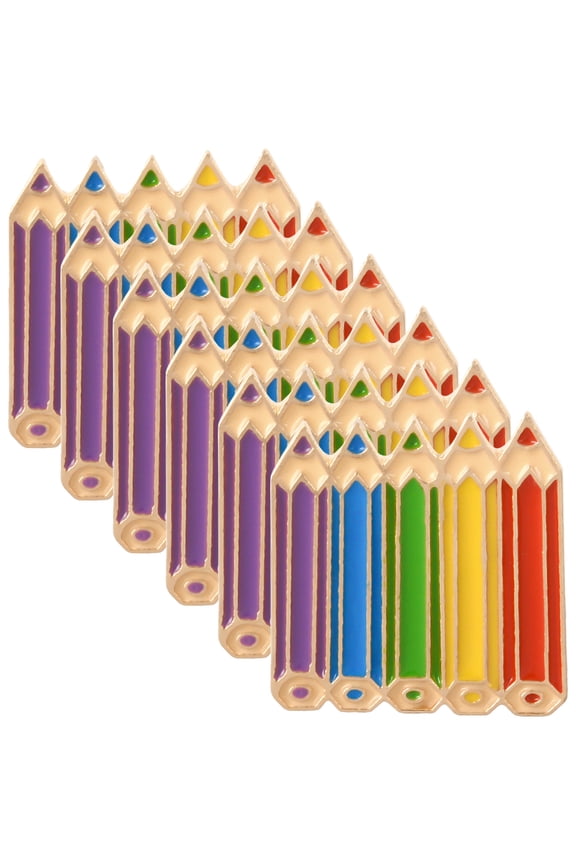 Multi Colored Alloy Pencil Pin Brooches for Decor Unique Style Mini Collar Pin Jewelry 6Pcs