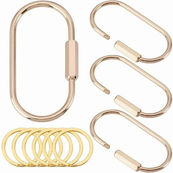 6Pcs Alloy Split Rings Double Loops Jump Rings 4Pcs Brass Screw Clasps Golden 29.5x2mm
