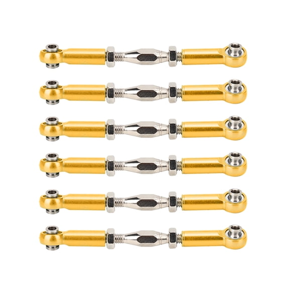 6Pcs Aluminum Alloy Adjustable Push RodsTurnbuckle Rod Linkage Accessories for Car Modelsgolden