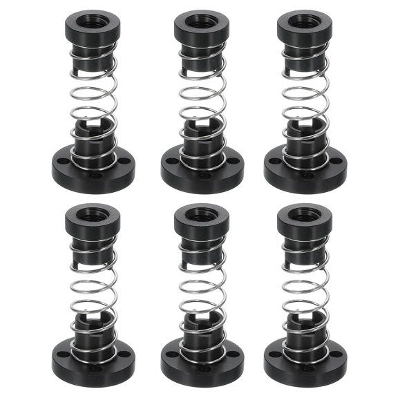 Uxcell 6Pcs Anti Backlash Spring Loaded Nut(2mm Pitch, 1 Start, 2mm, 3.5mm Holes) Black