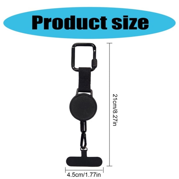 6Pcs Anti-Theft Phone Tether, Extendable Key Chain Lanyard Holder, Phone Strap with Retractable Steel Line, Universal Locking Carabiner Phone Crossbody Strap for Travel Essential(Black*2,8.2x1.7")