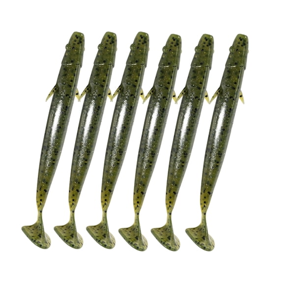 6Pcs Artificial Baits T Tail Lures Paddle Tail Silicone Swimbaits for Walleye Fishing Lures Swim Baits for Saltwater