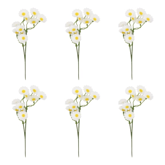 6Pcs Artificial Daisy Flower Bouquet Realistic White Daisies with Yellow Centers for Home Decor, Weddings, White,Valentine's Day Decorations Ciozy