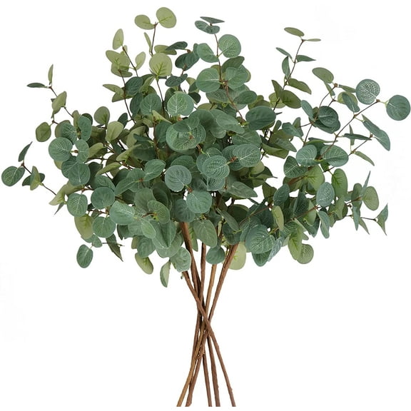 6Pcs Artificial Euc Stems Greenery 24" Tall Fake Plants Decor Faux Floral for Vase Home Party Wedding Decorations