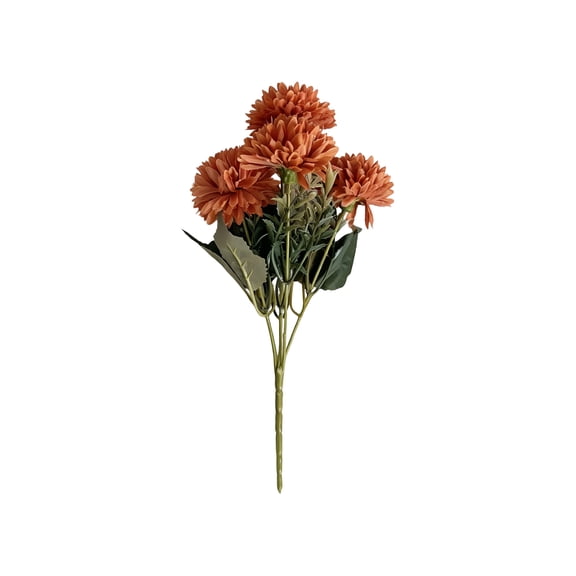 6Pcs Artificial Fake Flower Plants Silk Chrysanthemum Ball Hydrangea Arrangements Wedding Bouquets Decor Home Kitchen Garden Party Table Floral Centerpieces DIY(Rust orange#2)