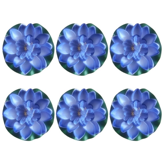 6Pcs Artificial Floating Flower for Fountains Garden, 10CM Realistic Floating Flower with Leaf Pad