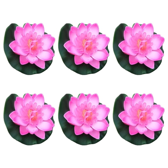 6Pcs Artificial Floating Flower for Fountains Garden, 10CM Realistic Floating Flower with Leaf Pad