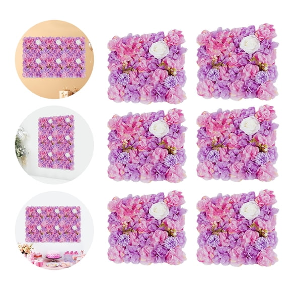 6Pcs Artificial Flower Wall Panel, 3D Silk Rose Floral Decorative Faux Flower Wall Background,Artificial Wall Flower Backdrop Rose Floral Panel for Party Wedding
