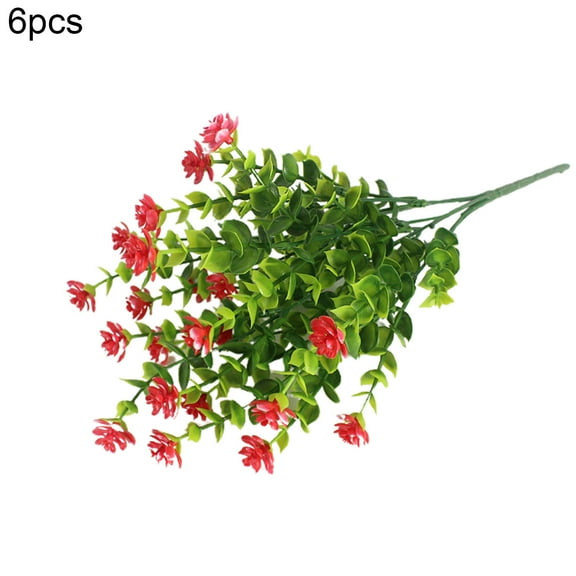 6Pcs Artificial Flowers, Fake Outdoor Flowers UV Resistant, Lifelike Plastic Flowers for Indoor Outdoors Home Office Garden Wedding Sidewalk Trim Christmas Decorations