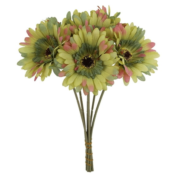 6Pcs Artificial Gerbera Daisies Flowers,Artificial Daisy Bouquet Fake Daisy Stems Faux Flowers Bouquet Artificial Flowers Wildflowers Silk Flowers For Wedding Bridal Bouquet Party Home Kitchen,Green