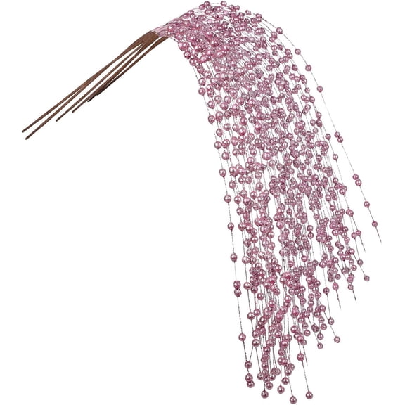 6Pcs Artificial Glitter Berry Stems,NOGIS 30 Inch Gold Ting Branches,Christmas Tree Stems,Berry Sticks Weeping Willow Decor for Home Party Decor(Pink)