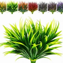 6Pcs Artificial Grass Fake Plants 17.3in 16 Leaves Outdoor Fake Grass UV Resistant Greenery Plastic Plants for Home Window Garden Office Patio Hanging Planter Pathway Front Porch Décor