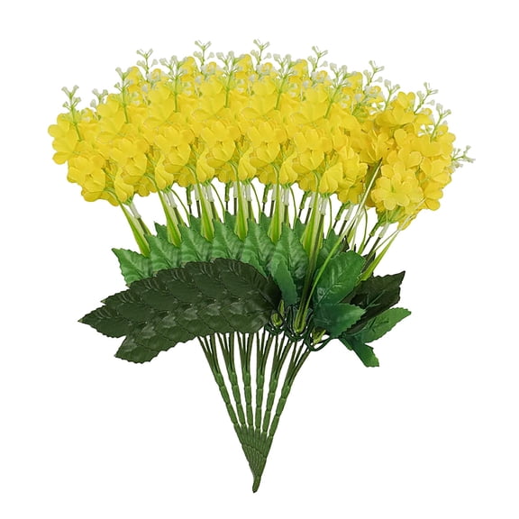 6Pcs Artificial Lilac Flowers, Fake Hyacinth Flower Stems with Green Leaves, Realistic Faux Floral Bouquets, Artificial Flower Picks for Wedding, Home, Vase Decor Arrangements