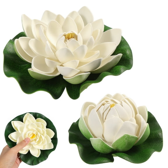 YEAHIBABY 6Pcs Soft Flexible White Artificial Water Lilies for Fish Pond Decoration