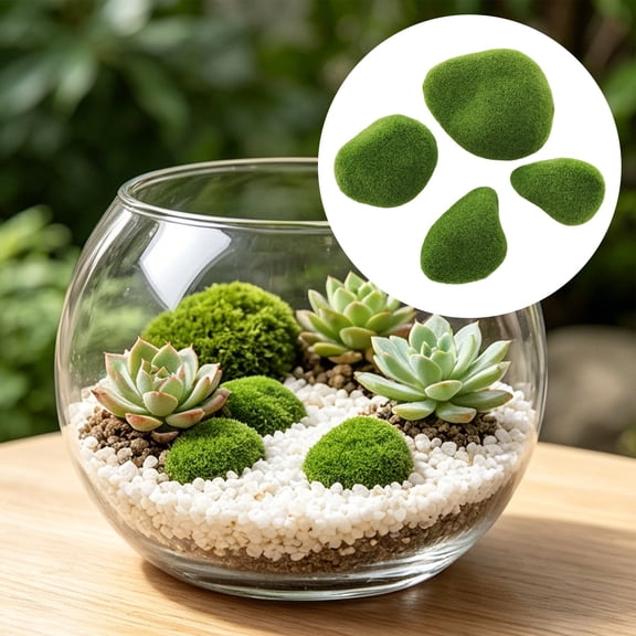 6Pcs Artificial Moss Rocks, Small Simulated Moss Stone, Mini Moss Balls, Aquarium Plants for Fish Tank Decor, Moss Balls for Aquarium & Ecological Bottles, Moss Wall Art, Fake Moss, Moss for Crafts