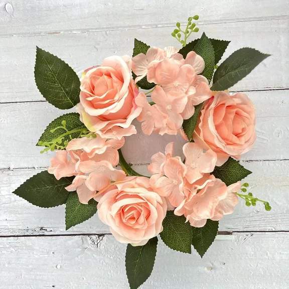 6Pcs Artificial Rose Candle Rings Wreaths Floral Decor for Candles Fake Small Candle Flower Ring Wreath