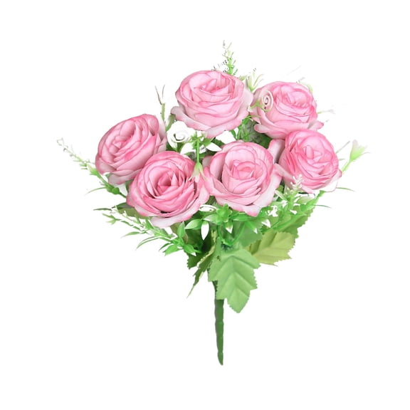 6Pcs Artificial Roses, Silk Flowers Fake Roses Realistic Bouquet Long Stem For Mother'S Day Gift, Home Hall Party Wedding Decorations (Pink)