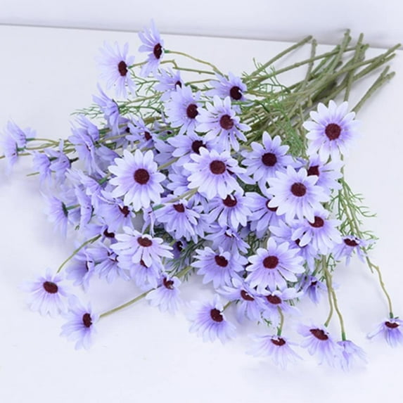 6Pcs Artificial Silk Daisies Flowers Outdoor UV Resistant Fake Wildflowers with Stems Greenery Shrubs Plants Arrangements for Home Garden Table Wedding Decoration (Purple)