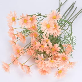 6Pcs Artificial Silk Daisies Flowers Outdoor UV Resistant Fake Wildflowers with Stems Greenery Shrubs Plants Arrangements for Home Garden Table Wedding Decoration (Champagne)