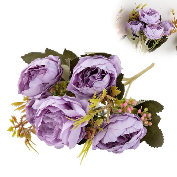 6Pcs Artificial Silk Peony Flowers, Realistic Fake Floral Bunches for Centerpieces, Spring Home Wedding Party Decor, Mother's Day Easter Gift