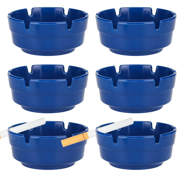 6Pcs Ashtray Sets for Cigarettes, Plastic Tabletop Ash Tray Sets, Indoor Outdoor Ashtrays Perfect for Home Patio Restaurant Bar Hotel and Office Use (Set of 6 Black)