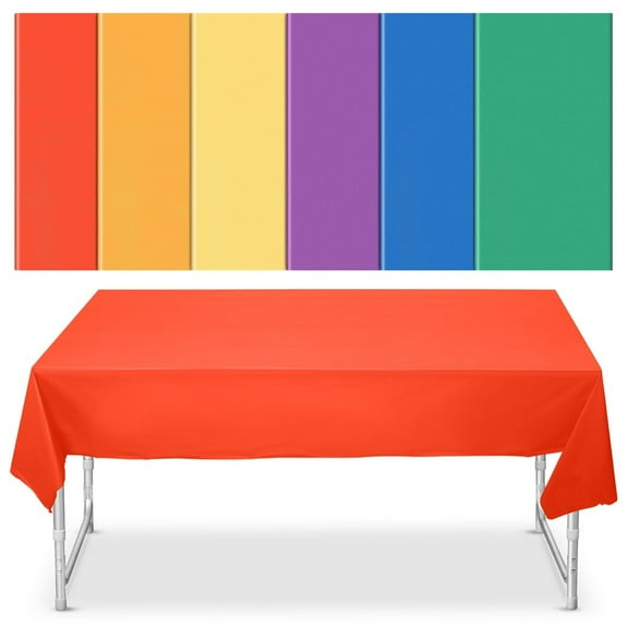 6Pcs Assorted Color Plastic Tablecloths, Disposable Tablecloth Rectangle Table Covers, Table Decorations for Birthday Party Picnic Kitchen Supplies(54 x 108'')