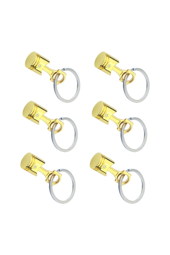 6Pcs Auto Piston Keychain Heavy Duty Alloy Mechanical Design for Car Enthusiasts