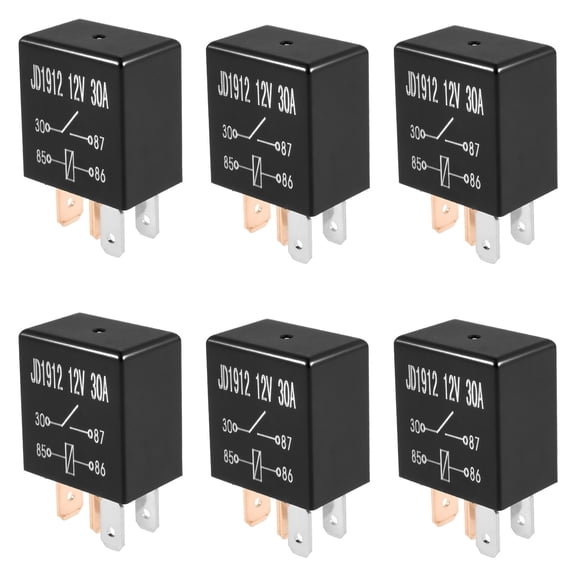6Pcs Automotive Relay 12 V 30 A 4 Pin Air Conditioning Oil Pump Modified Relay for Automobile Motorcycle Electric Vehicle Boat
