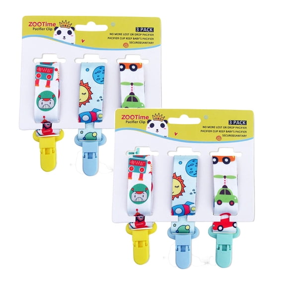 6Pcs Baby Pacifier Clips Set Universal Holder Leash For Boys And Girls Teething Toys Teethers Cute Cartoon Dummy Baby Fixing Clip