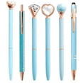 thumbnail image 1 of 6Pcs Ballpoint Pens Set Metal Crystal Diamond Pen Glitter for Journaling Pen Bling In Black & Blue Ink Pretty Cute Pens Fancy Pens for Women Wedding Office(Blue), 1 of 5