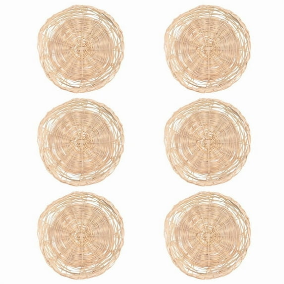 6Pcs Bamboo Paper Plate Holder - 10 Inch Round Woven Plate Holder, Reusable Paper Plate Holders for Picnic Party,6 x Plate Holder