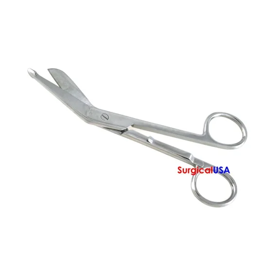 6Pcs Bandage Scissors 4.5" With Pocket Clip Safety Probe Angled Blades