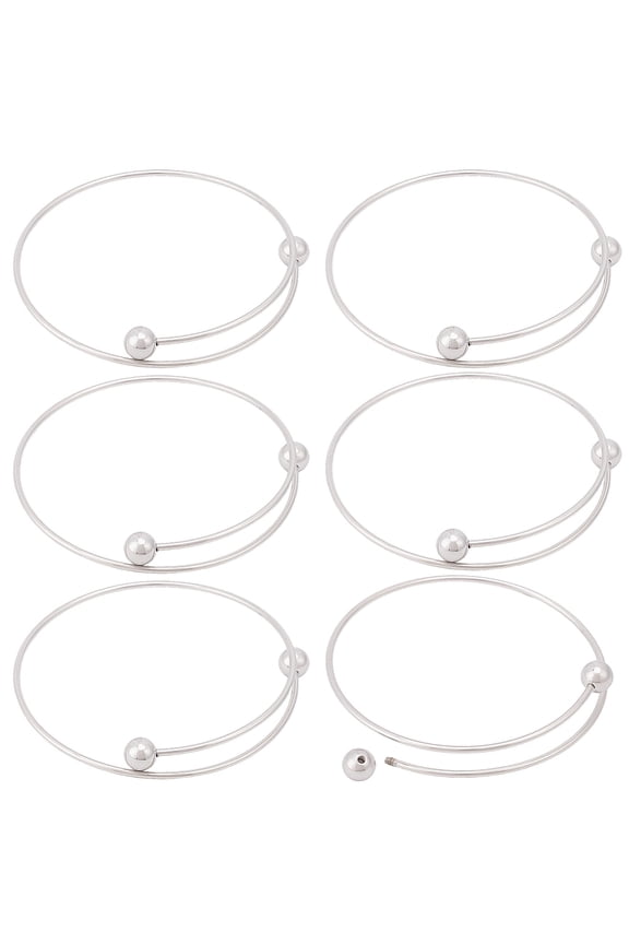 6Pcs Bangles for Beading 304 Stainless Steel Bangle Blanks Adjustable Removable Open Cuff Bracelet for Jewelry Making Findings