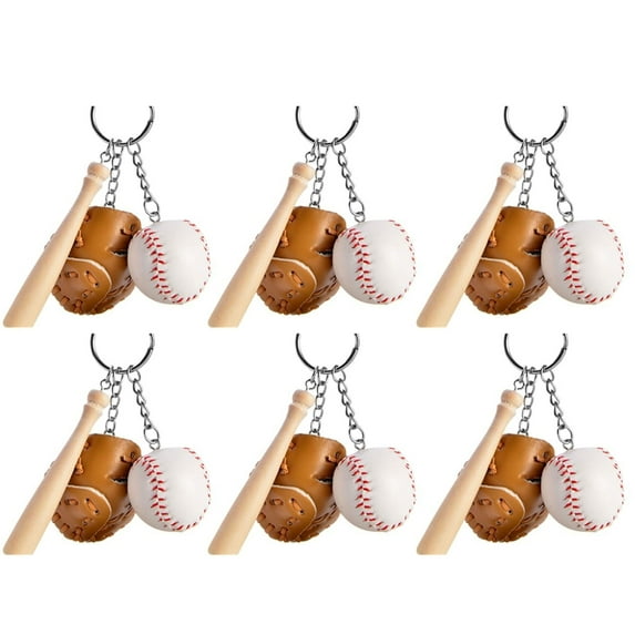 6Pcs Baseball Keyring Key Holder with Baseball Bag Glove Pendant for Bag Charm
