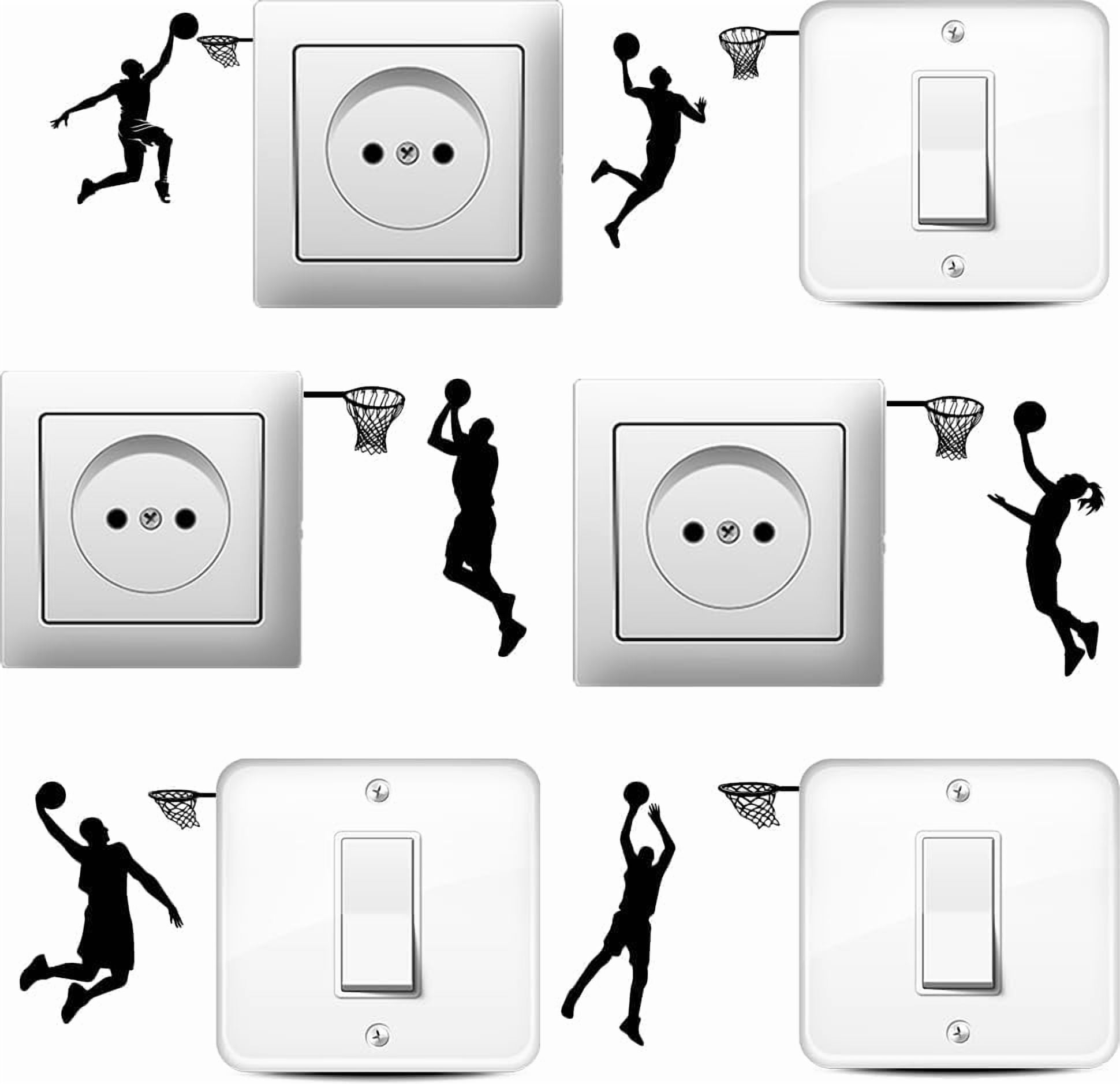 6Pcs Basketball Player Silhouette Light Switch Stickers Play Basketball ...