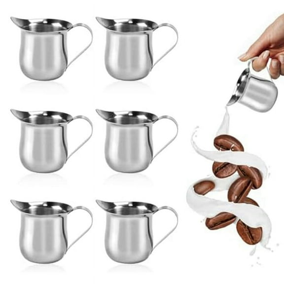 6 Pieces Stainless Steel Bell Creamer, Serving Cream Pitcher Shot Frothing Pitcher Cup
