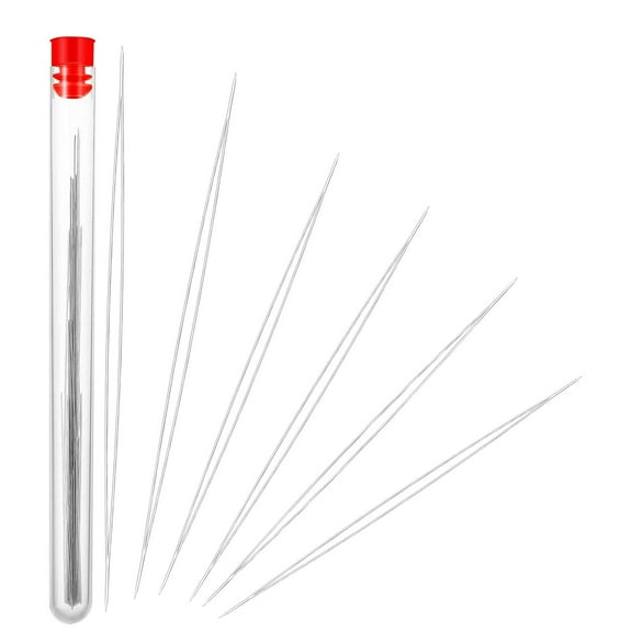 6Pcs Big Eye Beading Needles with Storage Bottle, Foldable Large Eye Bead Threading Needles, Easy Thread Jewelry Making Needles for DIY Craft Beading Handmade Projects