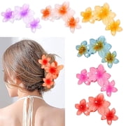 6Pcs Big Flower Hair Clips -  Hawaiian Plumeria Claw Clips for Women Girls Thick Thin, Strong Hold Non-Slip Beach Hair Accessories