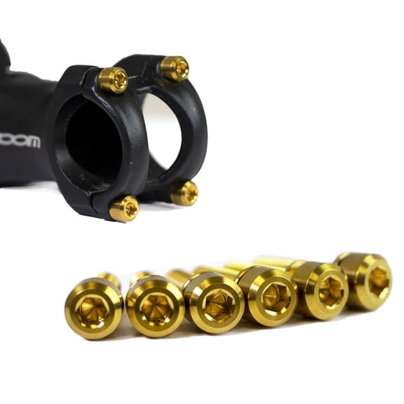 6Pcs Bike Stem Bolt Titanium Alloy Hex Tapered with Washers M5x20mm