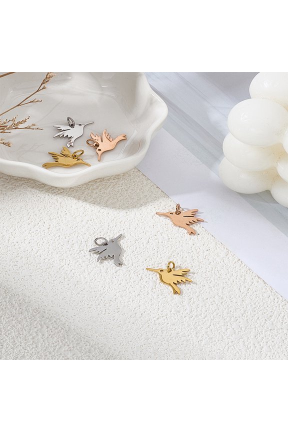 6Pcs Bird Charm Plant Dangle Charms for Jewelry Making Handmade Craft