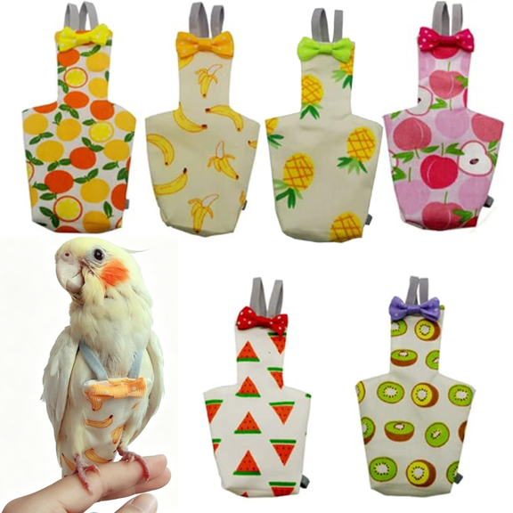 6Pcs Bird Diaper - Reusable Parrot Diapers, Parrot Nappy Washable Pet Bird Flight Suit for Cockatiel Budgie Parakeet