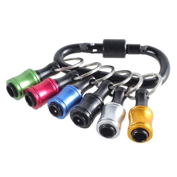6Pcs Bit holder Keychains 1/4inch Hex Shank Screwdriver Bit Clip for Drill Bit Extension Nut Driver with Carabiner