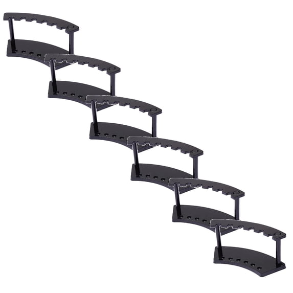 6Pcs Black 6-Slot Pen Display Stand, Plastic Pen Holder Organizer, Desk Pen Rack for Craft Shows & Home Office, 17.5x6x8cm/6.88*2.36*3.14in